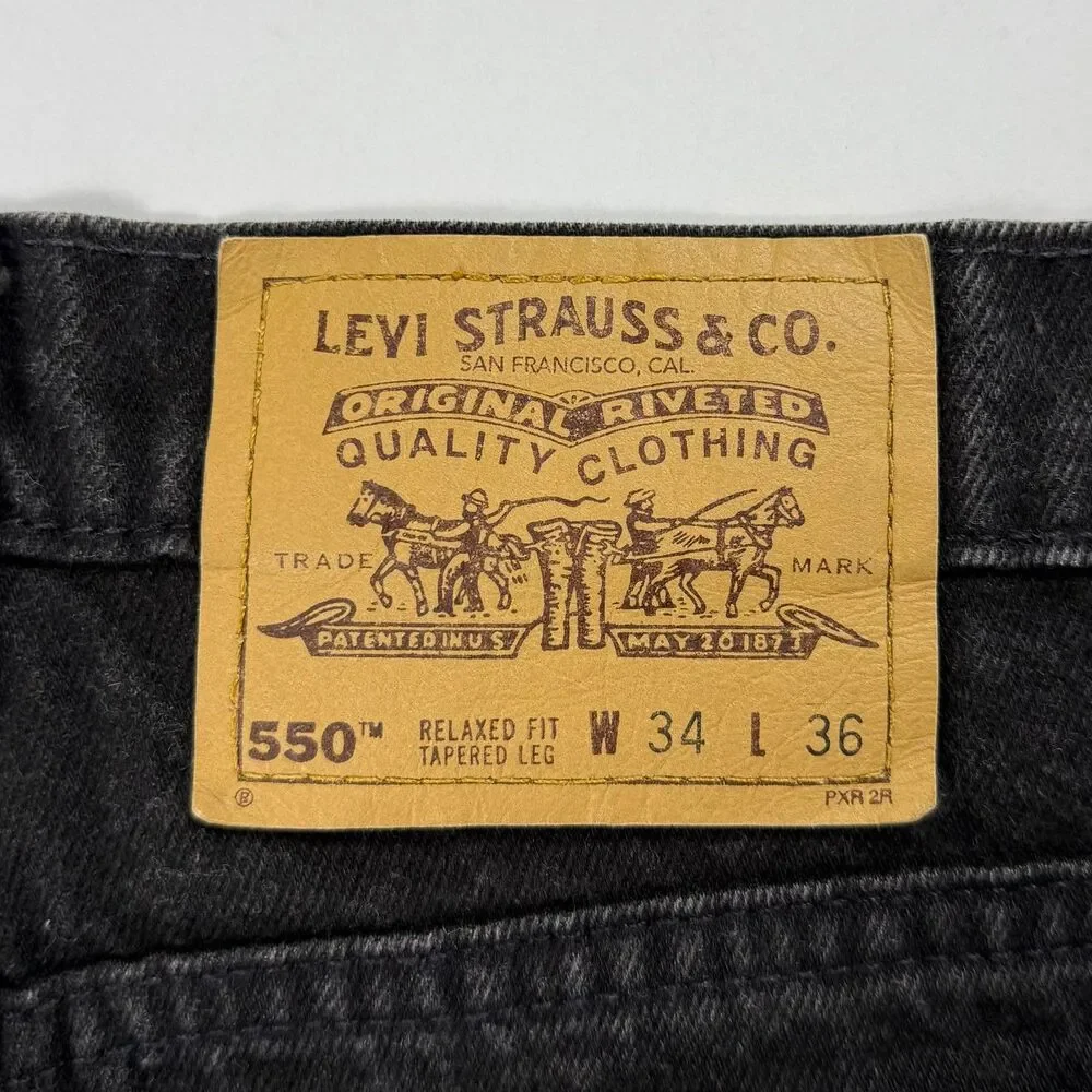 Levi’s Orange Tab 550 Vintage Black Jeans Relaxed Fit Size 34x36